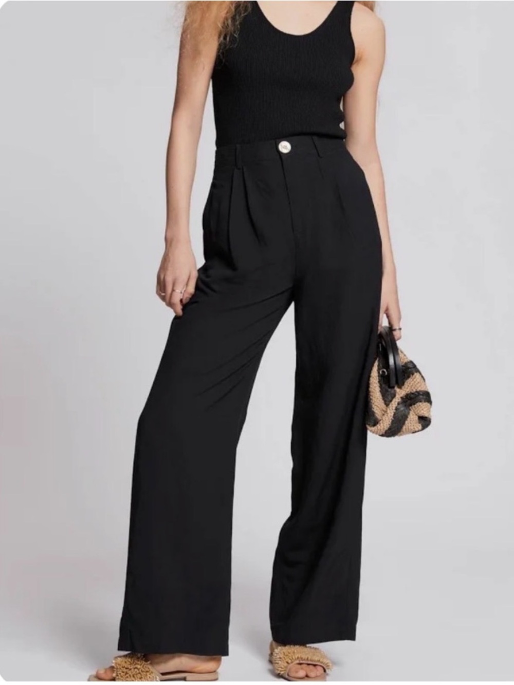 & Other Stories Black High-Waist Wide-Leg Pants